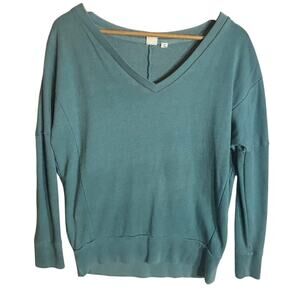 Gap Women's Sweatshirt Light Teal Blue V Neck Pull Over Long Sleeve Sz XS